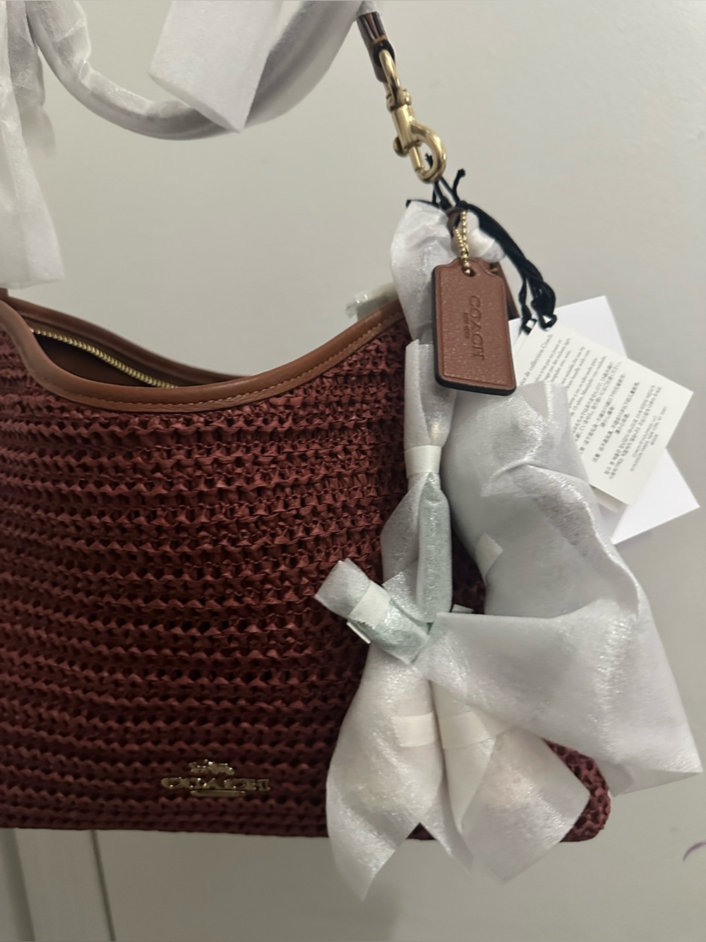 NWT Coach Laurel Shoulder Bag With Charms CES23 Straw/Gold/Russet - Picture 8 of 14